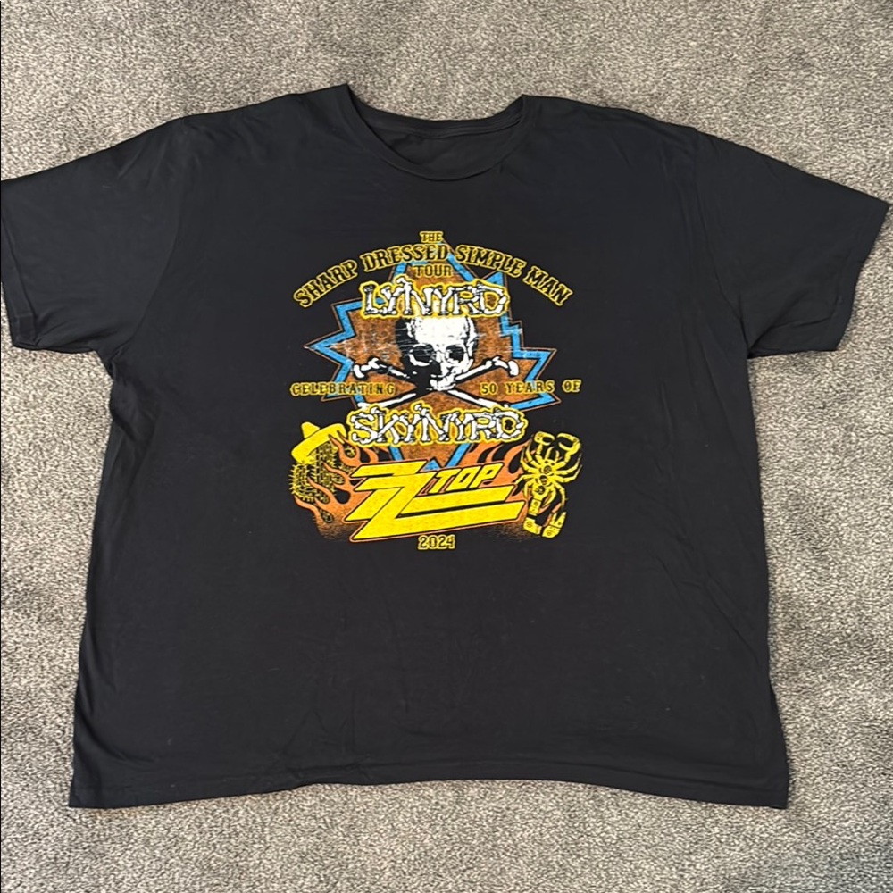 Black Lynyrd Skynyrd ZZ Top Tour T-Shirt size 2XL